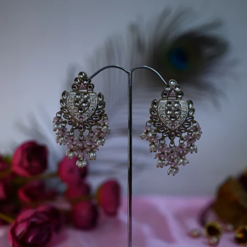Shakti Glow Ivory Pink Danglers