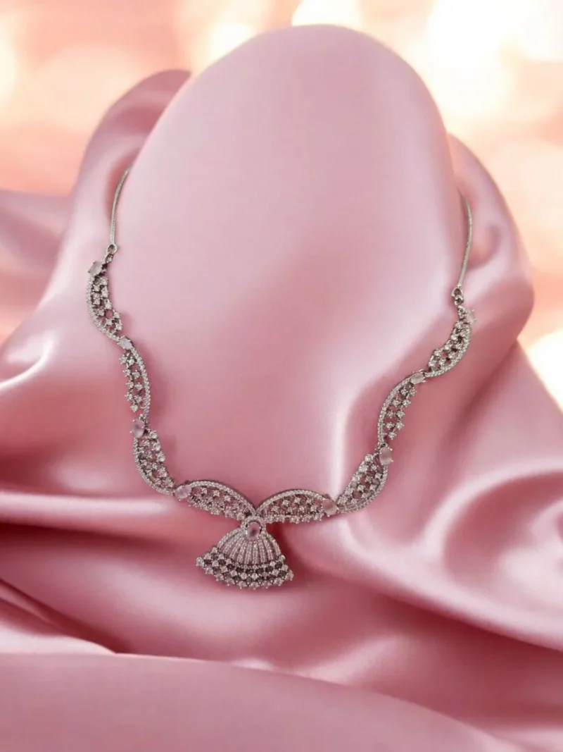 Noorani Chand Pink AD Zirconia Necklace