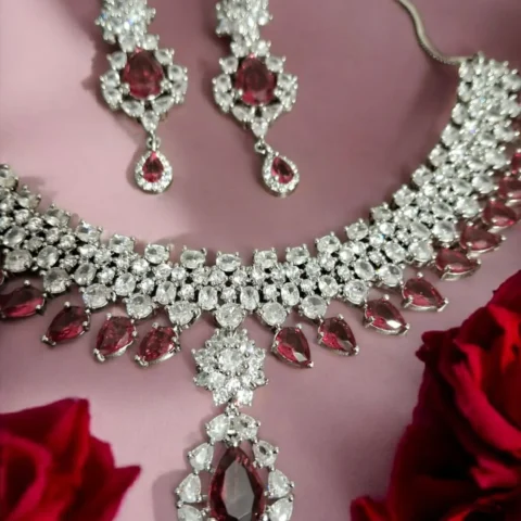 Ruby & white Sitara Necklace