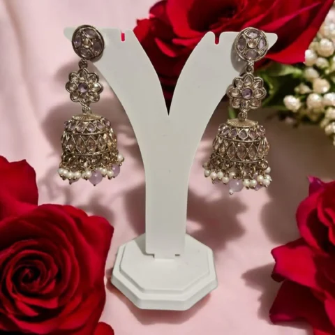 Sunehri purple Jhumkis