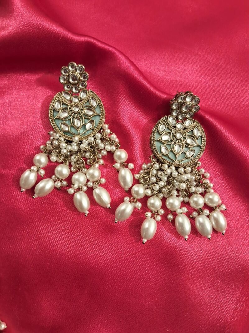 Chandni Mint Green Kundan Haar - Image 2