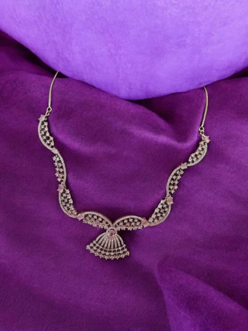 Noorani Chand Pink AD Zirconia Necklace - Image 3
