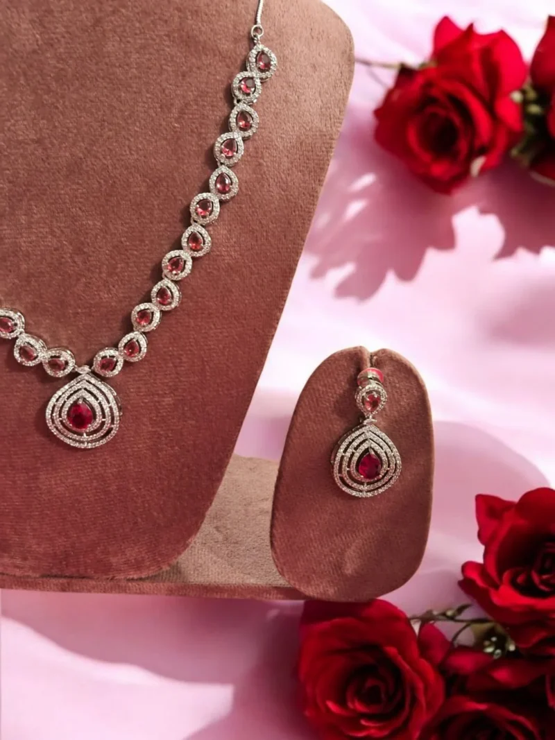 Manikya Ruby Zirconia Necklace - Image 3