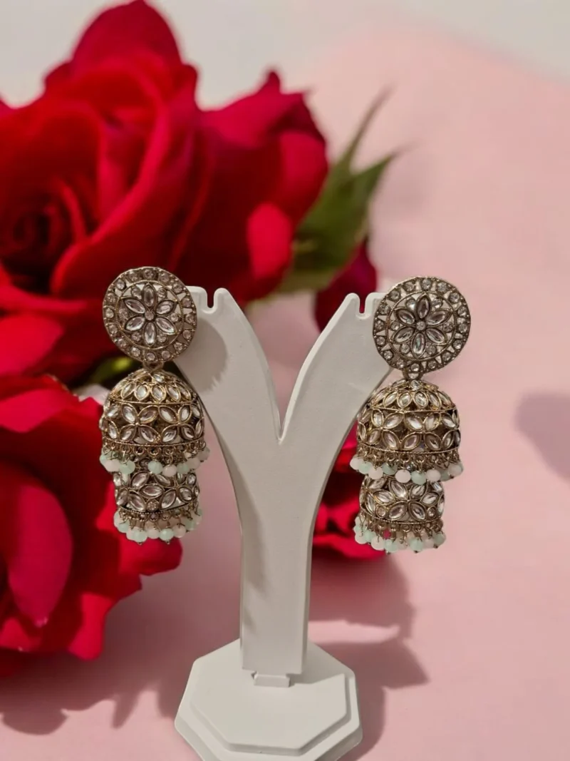 Meher zirconnia Kundan jhumkis - Image 2