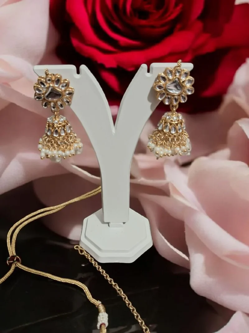 Kanika Pearl Gold Kundan Necklace Set - Image 2
