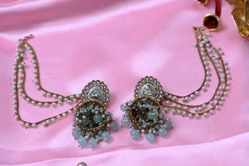 Turquoise Royal Sahara Jhumkis - Image 2