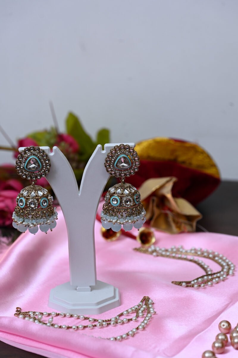 Turquoise Royal Sahara Jhumkis - Image 4