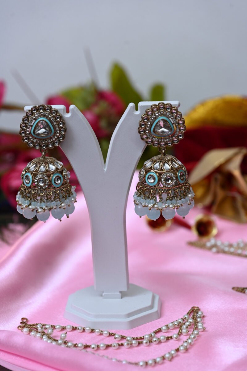 Turquoise Royal Sahara Jhumkis - Image 5