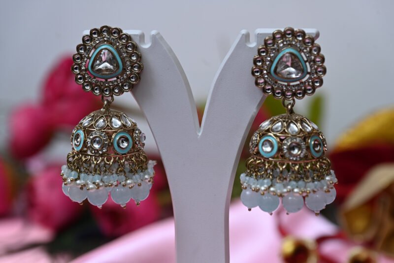 Turquoise Royal Sahara Jhumkis - Image 6