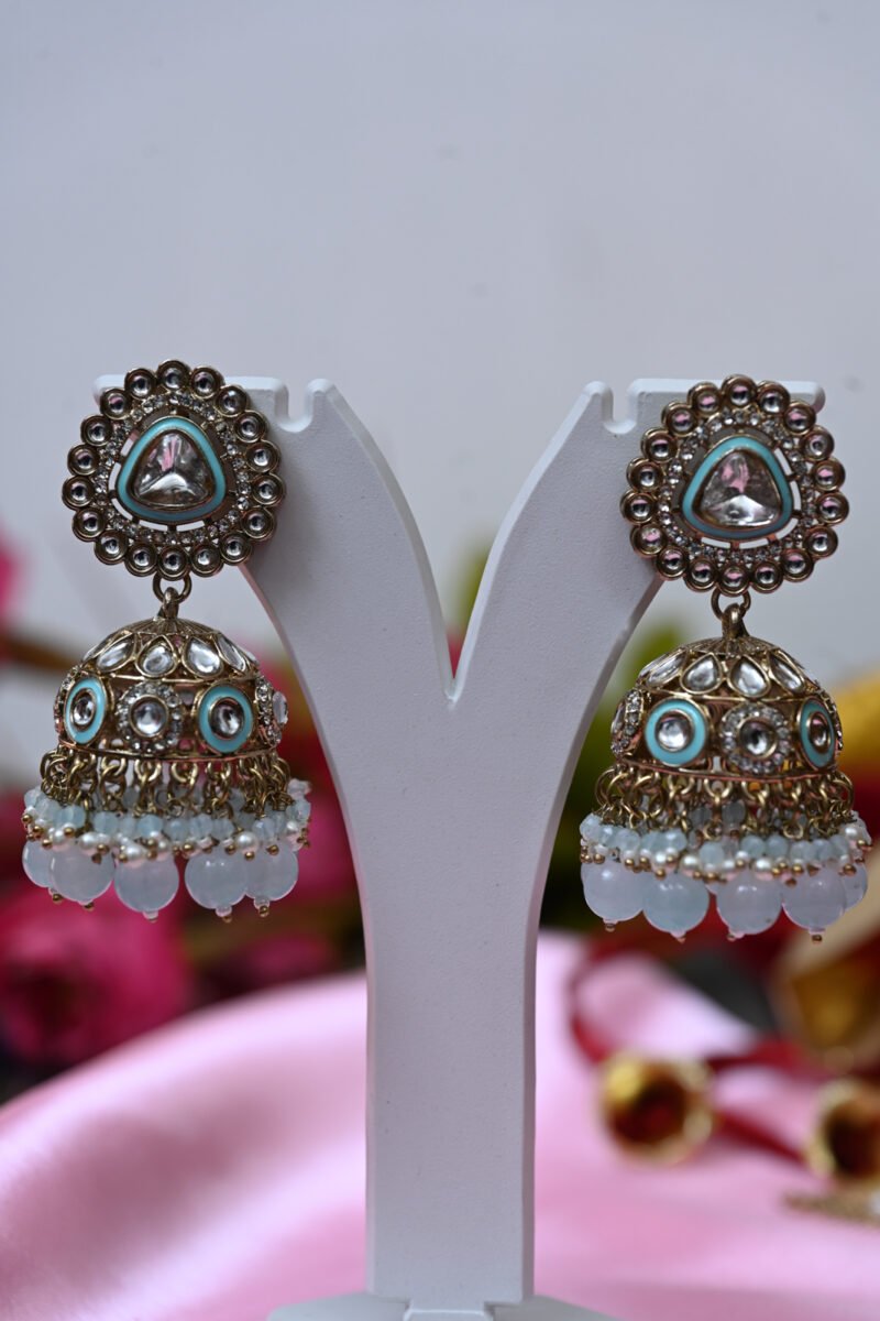 Turquoise Royal Sahara Jhumkis - Image 7