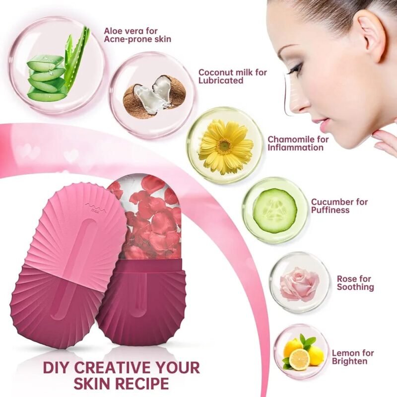 Fabulik Fashion 2 Face Ice Roller Set For Men And Women. Reusable Silicone Ice Molds for Pore Tightening, Skin Soothing & Glow Boost (Peach & Pink) - Image 8