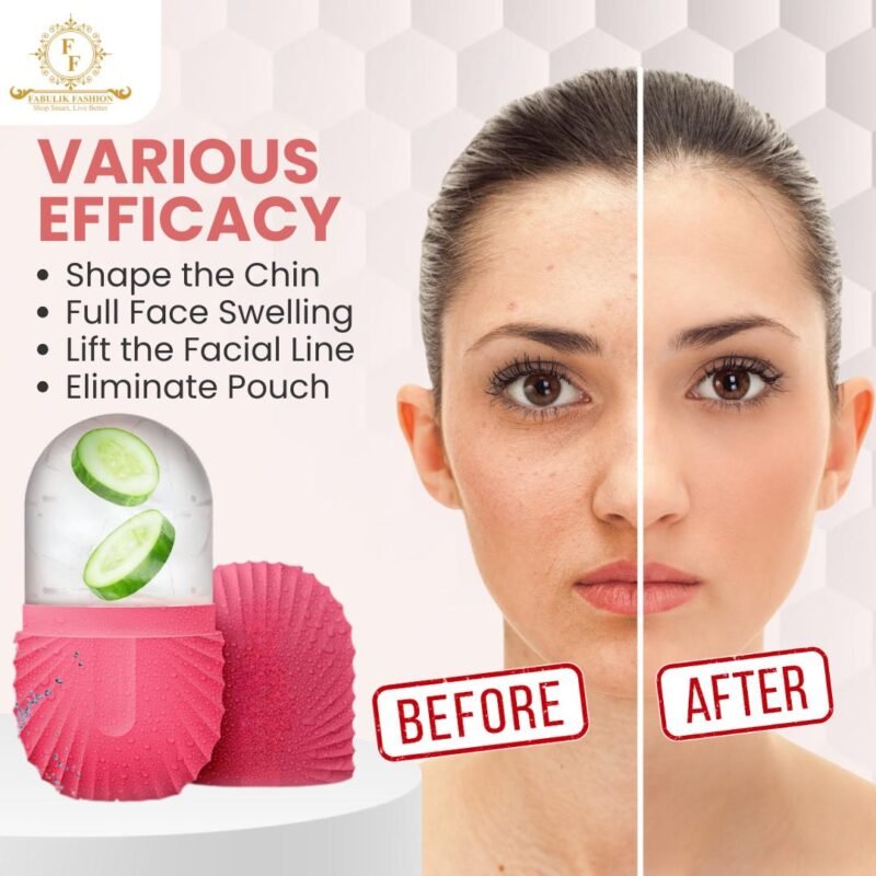 Fabulik Fashion 2 Face Ice Roller Set For Men And Women. Reusable Silicone Ice Molds for Pore Tightening, Skin Soothing & Glow Boost (Peach & Pink) - Image 3