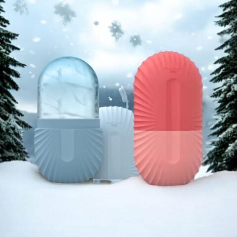 Fabulik Fashion 2 Face Ice Roller Set For Men And Women. Reusable Silicone Ice Molds for Pore Tightening, Skin Soothing & Glow Boost (Blue & Peach)