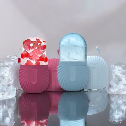 Fabulik Fashion 2 Face Ice Roller Set For Men And Women. Reusable Silicone Ice Molds for Pore Tightening, Skin Soothing & Glow Boost (Blue & Pink)