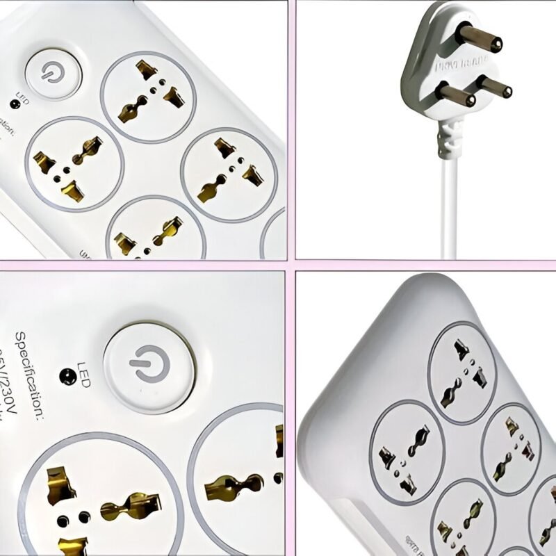 Premium 6+1 Extension Board with LED Indicator & On/Off Switch | Short Circuit Protection – 10 Amp, 240V AC | Universal Compatibility| 2.5 m Wire - Image 2