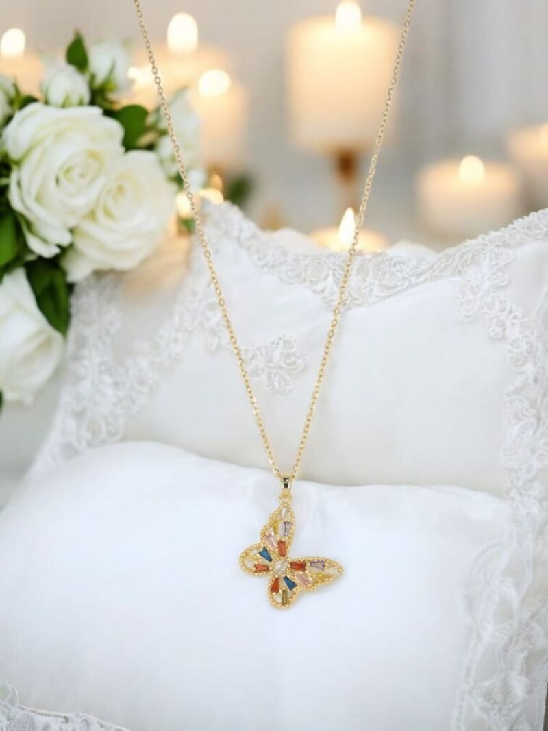 Enchanted Multicolored Butterfly Pendant