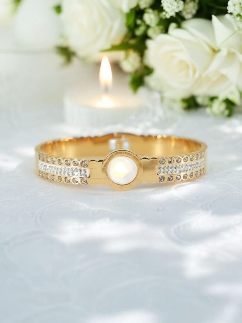 Lustre Glow Stone-Studded Bracelet – Anti-Tarnish Golden Elegance