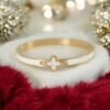 White Enamel Clover Bracelet – Anti-Tarnish Golden Touch