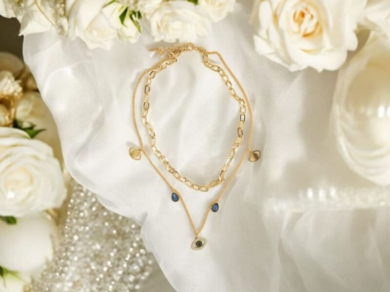 Evil Eye Layered Chain – Dual Gold Link Style