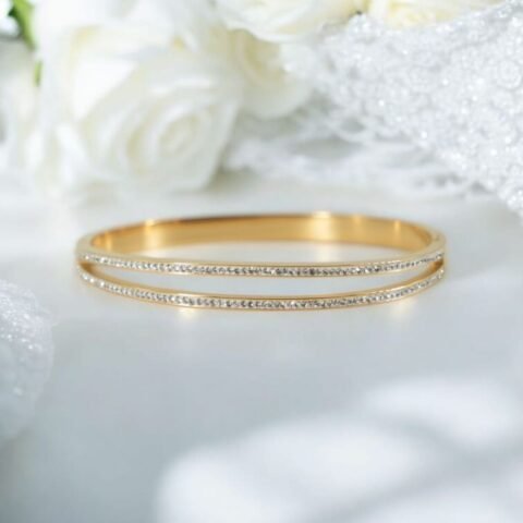 Twin Sparkle Bangle – Anti-Tarnish Slim Gold Elegance