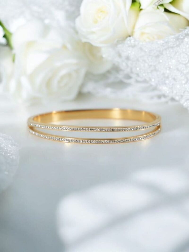 Twin Sparkle Bangle – Anti-Tarnish Slim Gold Elegance