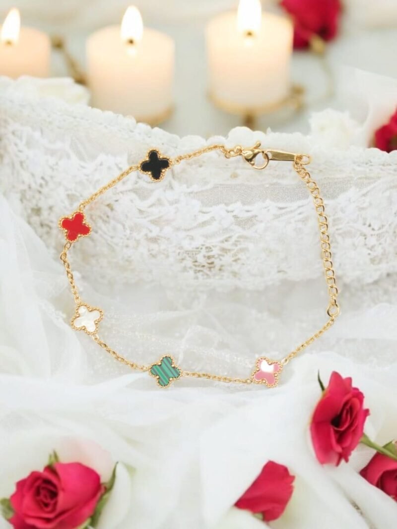 Color Pop Clover Link Bracelet – Multi-Enamel Charms