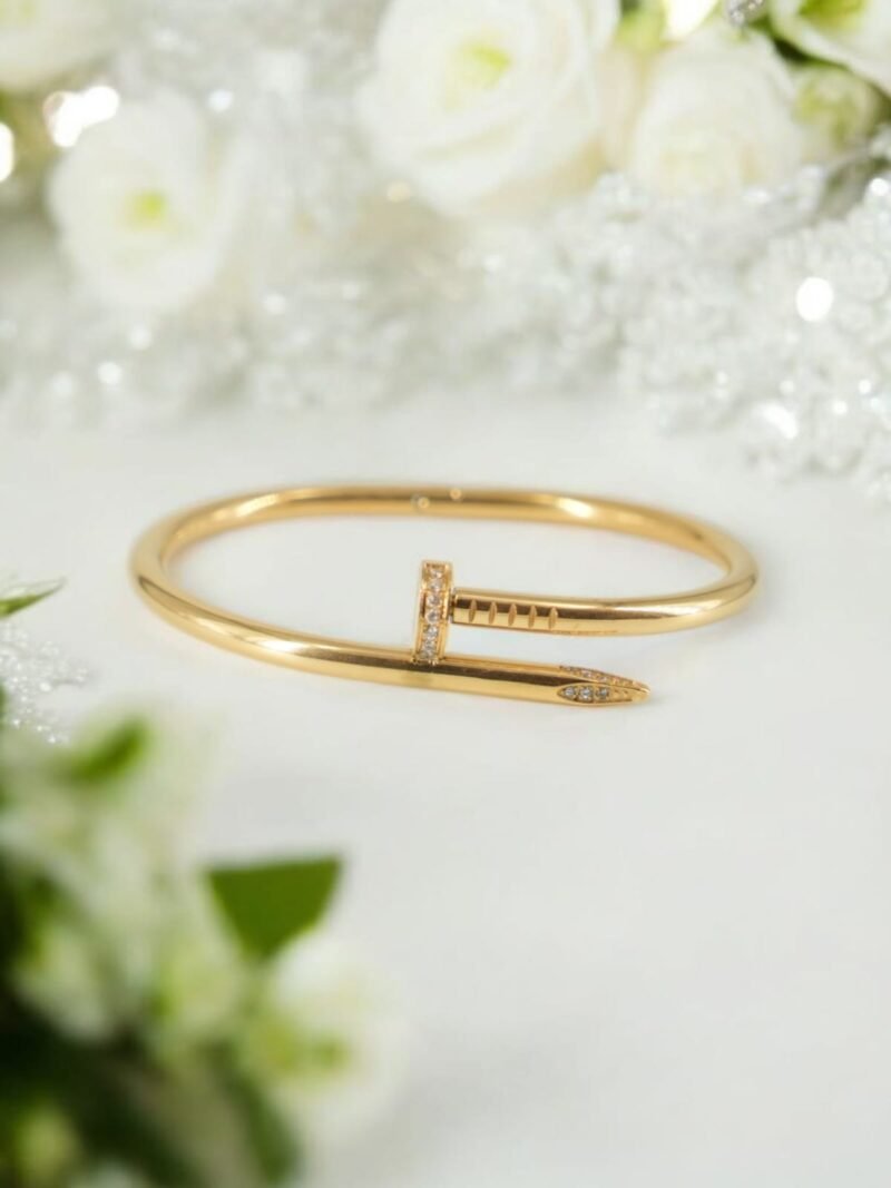 Nail It Bracelet – Anti-Tarnish Gold with Crystal Accents