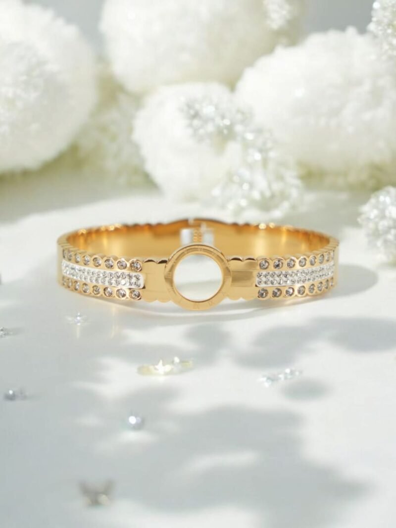 Lustre Glow Stone-Studded Bracelet – Anti-Tarnish Golden Elegance - Image 2