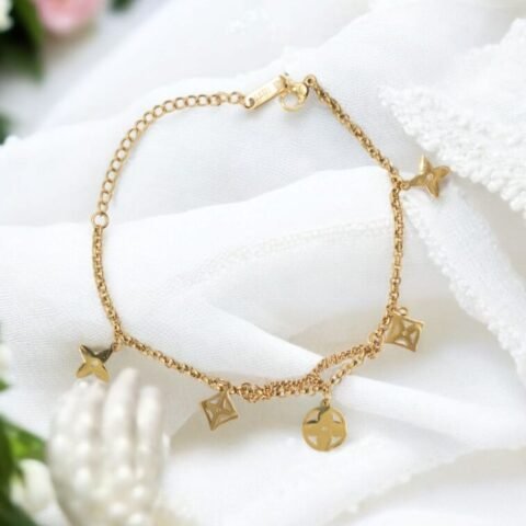Golden Monogram Charm Bracelet – Luxe Everyday Elegance