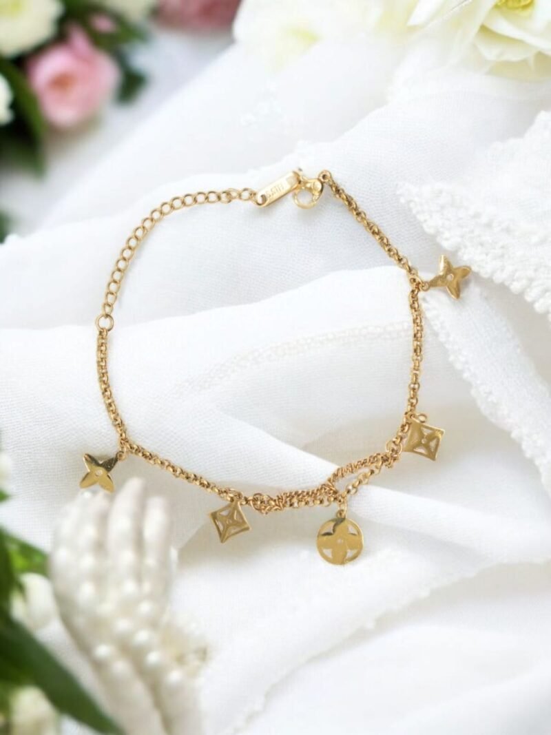 Golden Monogram Charm Bracelet – Luxe Everyday Elegance
