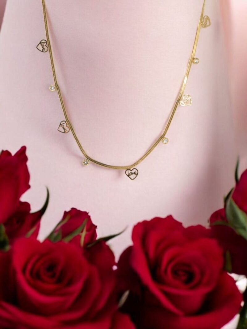 Love Letter Chain – Hearts & Crystal Highlights
