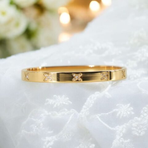 Golden Flutters Bracelet – Crystal Butterfly Band Design