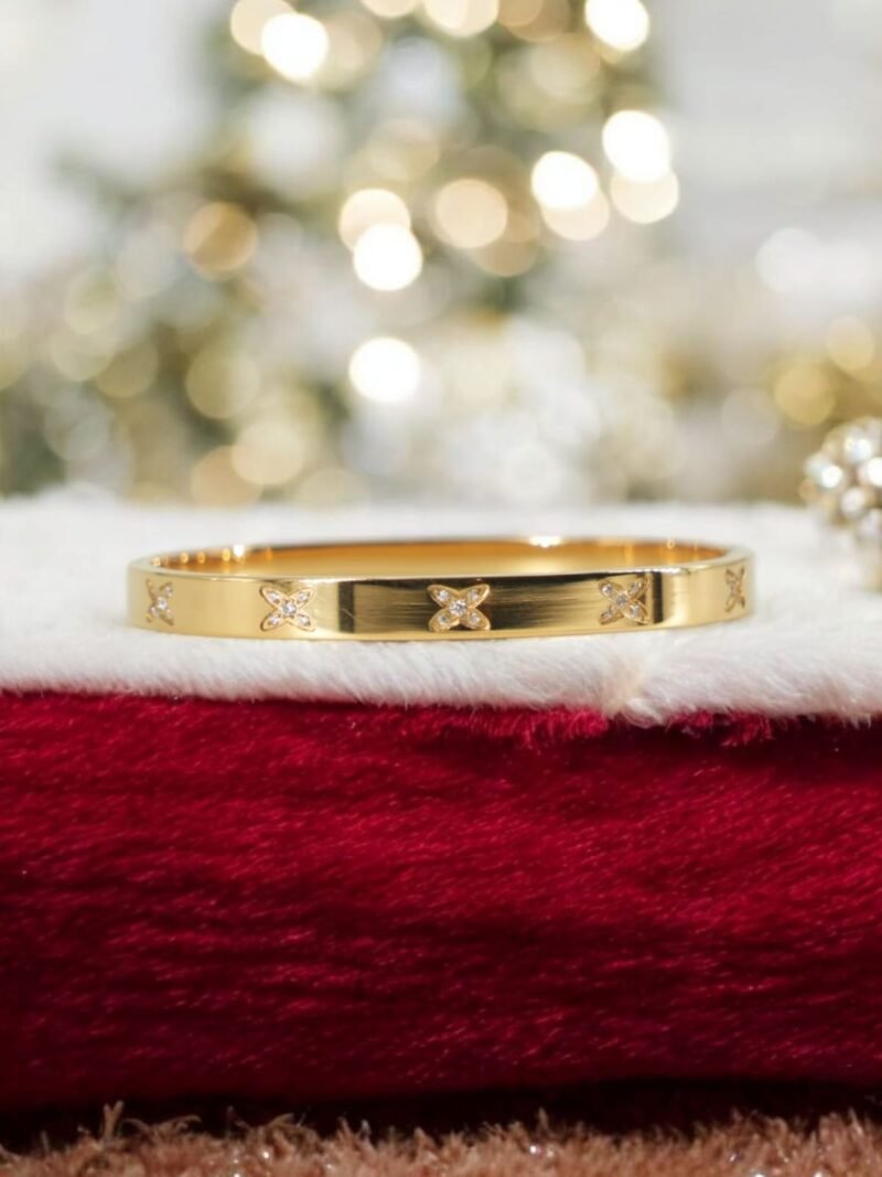 Golden Flutters Bracelet – Crystal Butterfly Band Design - Image 2