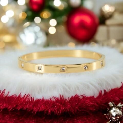Luxe Line Bracelet – Gold Band with Studded Crystals