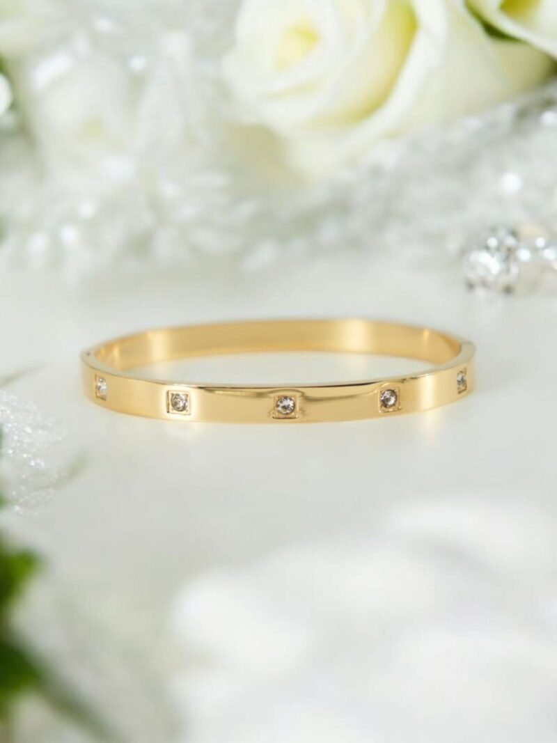 Luxe Line Bracelet – Gold Band with Studded Crystals - Image 2