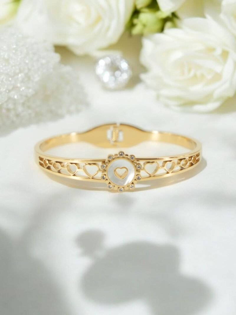 Heart Glow Anti-Tarnish Love Bracelet – Gold Finish - Image 2