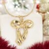 Golden Ribbon Bow Pendant – Elegant Minimal Statement