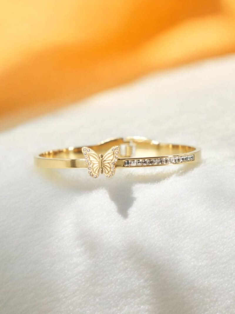 Butterfly Whisper Bracelet – Crystal Bar with Golden Charm - Image 2