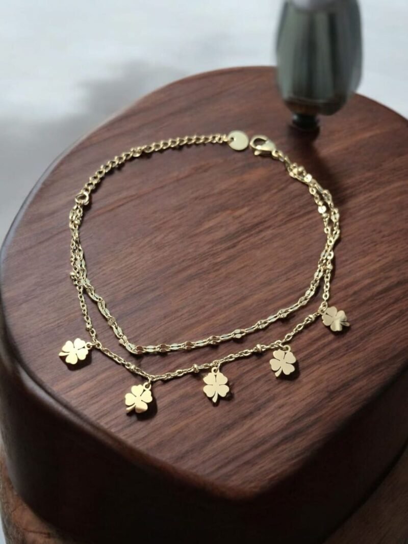 Lucky Charm Clover Bracelet – Twin Chain Edition