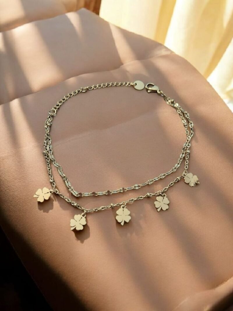 Lucky Charm Clover Bracelet – Twin Chain Edition - Image 2