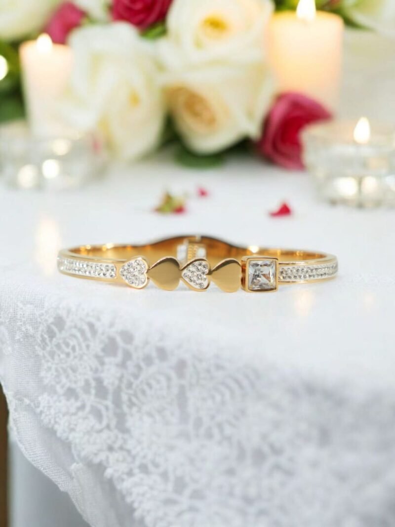 Golden Glimmer Hearts Crystal Trio with Luxe Stone Detail - Image 2