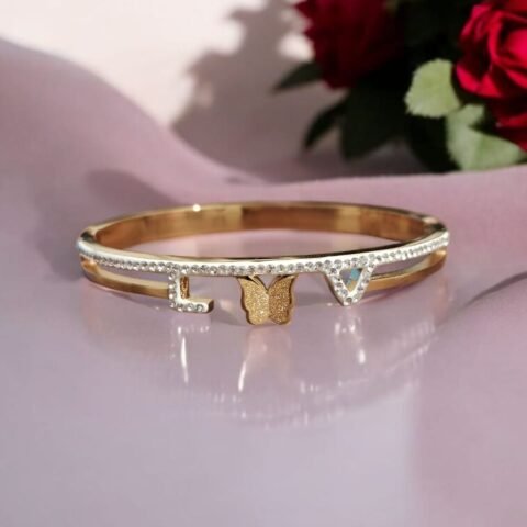 Butterfly Love Initial Dainty Gold Charm with Love & Butterfly