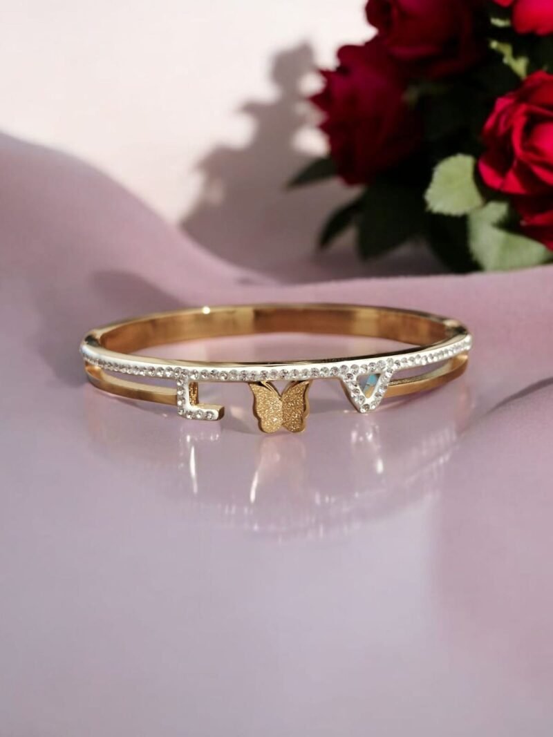 Butterfly Love Initial Dainty Gold Charm with Love & Butterfly