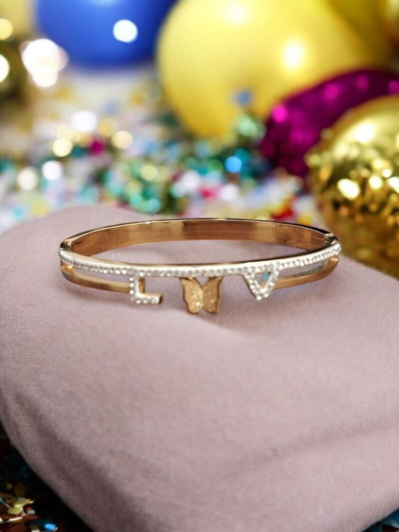 Butterfly Love Initial Dainty Gold Charm with Love & Butterfly - Image 2