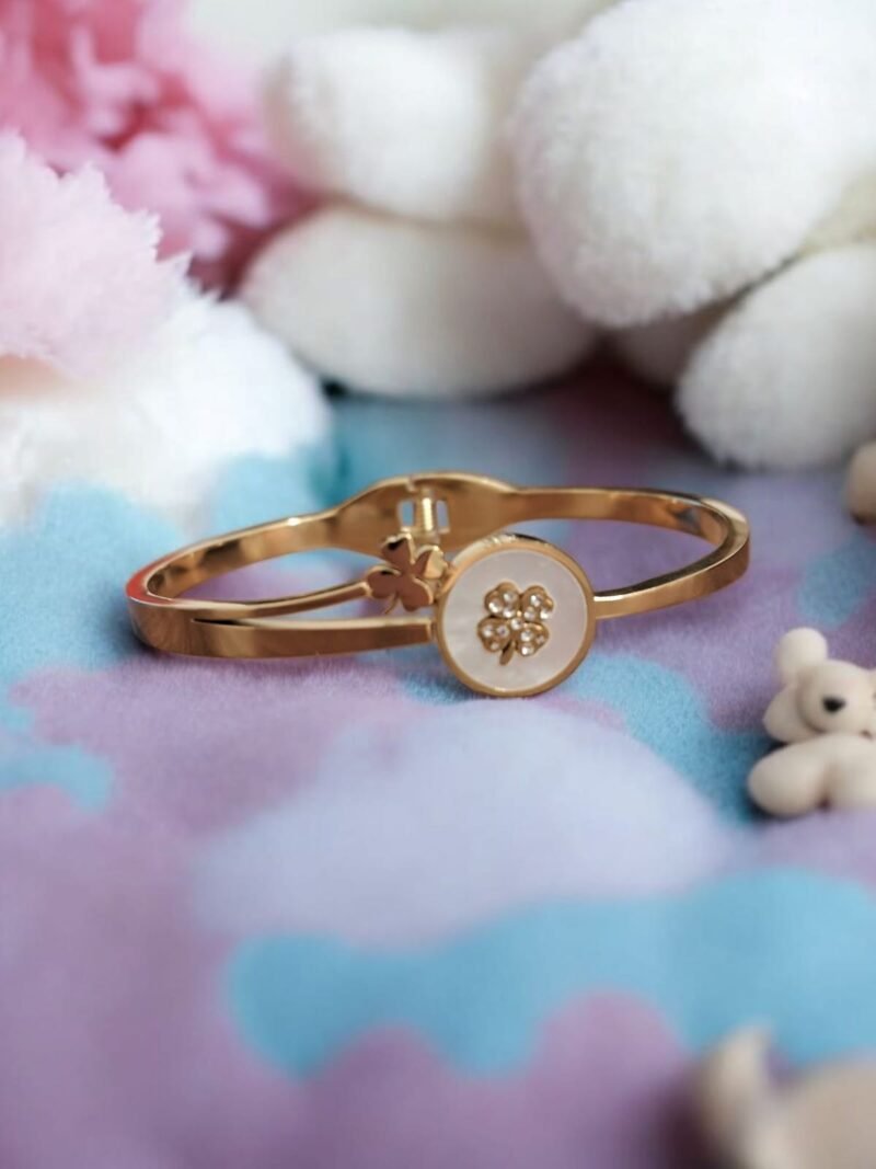 Moonblush Bloom Floral Charm on White Enamel Disc - Image 2
