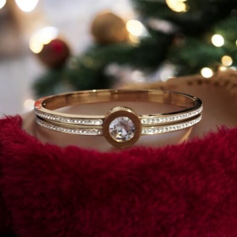 Celeste Solitaire Bracelet – Double Crystal Band with Center Stone
