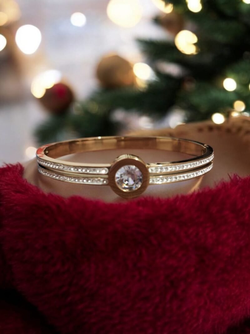 Celeste Solitaire Bracelet – Double Crystal Band with Center Stone