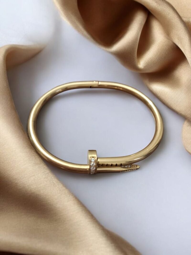 Nail It Bracelet – Anti-Tarnish Gold with Crystal Accents - Image 3