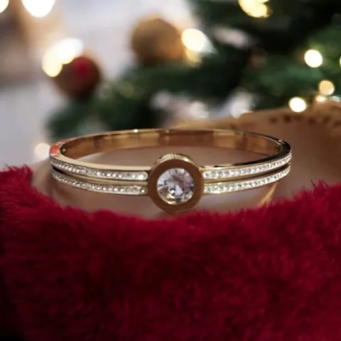 Celeste Solitaire Bracelet – Double Crystal Band with Center Stone one