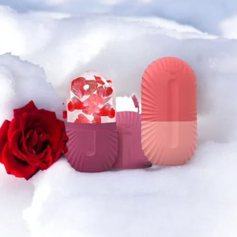 Fabulik Fashion 2 Face Ice Roller Set For Men And Women. Reusable Silicone Ice Molds for Pore Tightening, Skin Soothing & Glow Boost (Peach & Pink)